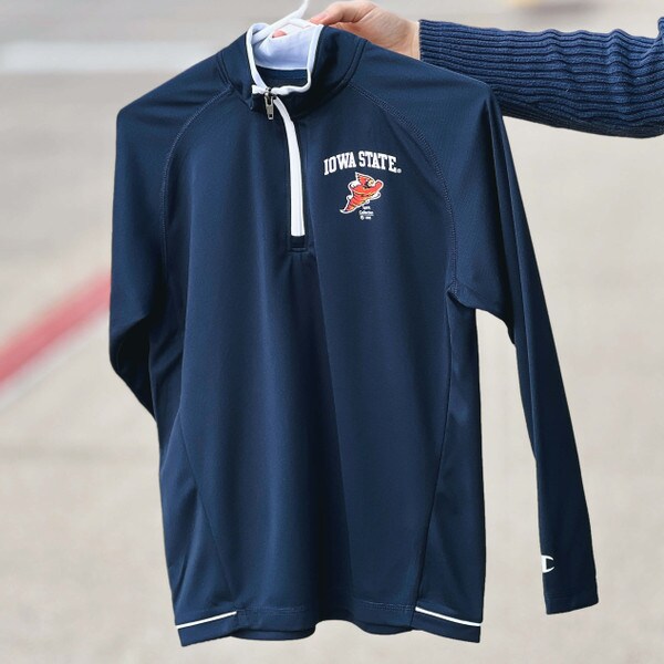 Champion® Youth Punching Cy Navy 1/4-Zip Long Sleeve Shirt